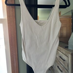 White Ribbed Bodysuit